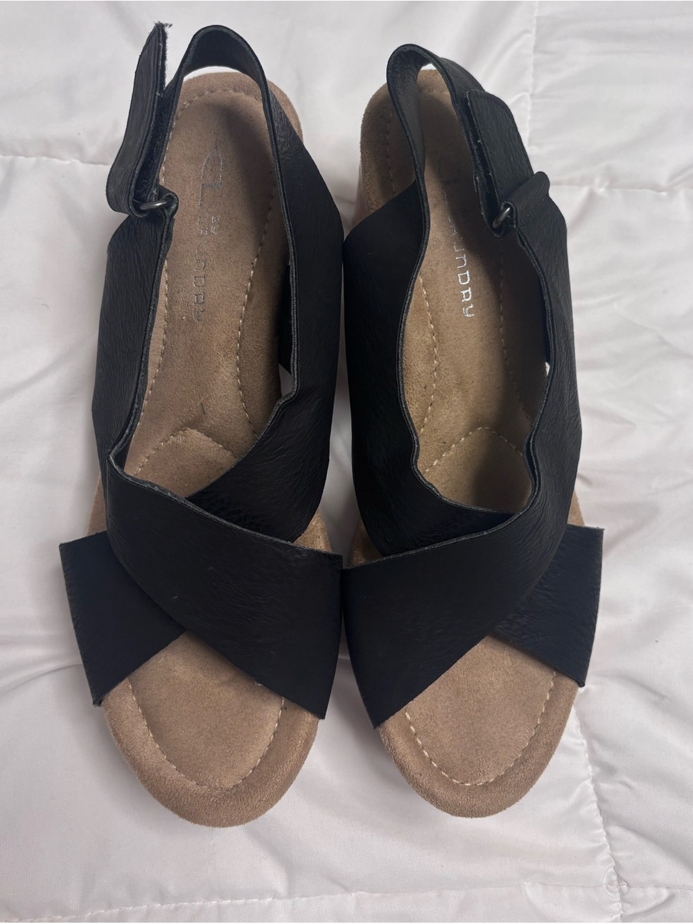 CL by Laundry Black Slingback Crisscross Sandals